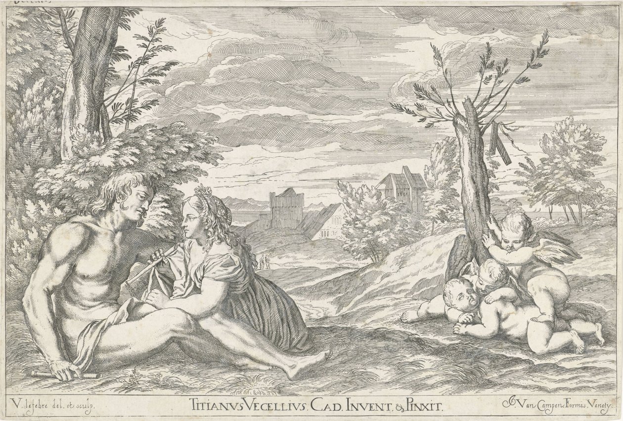 Couple amoureux dans un paysage - Valentin Lefebvre
