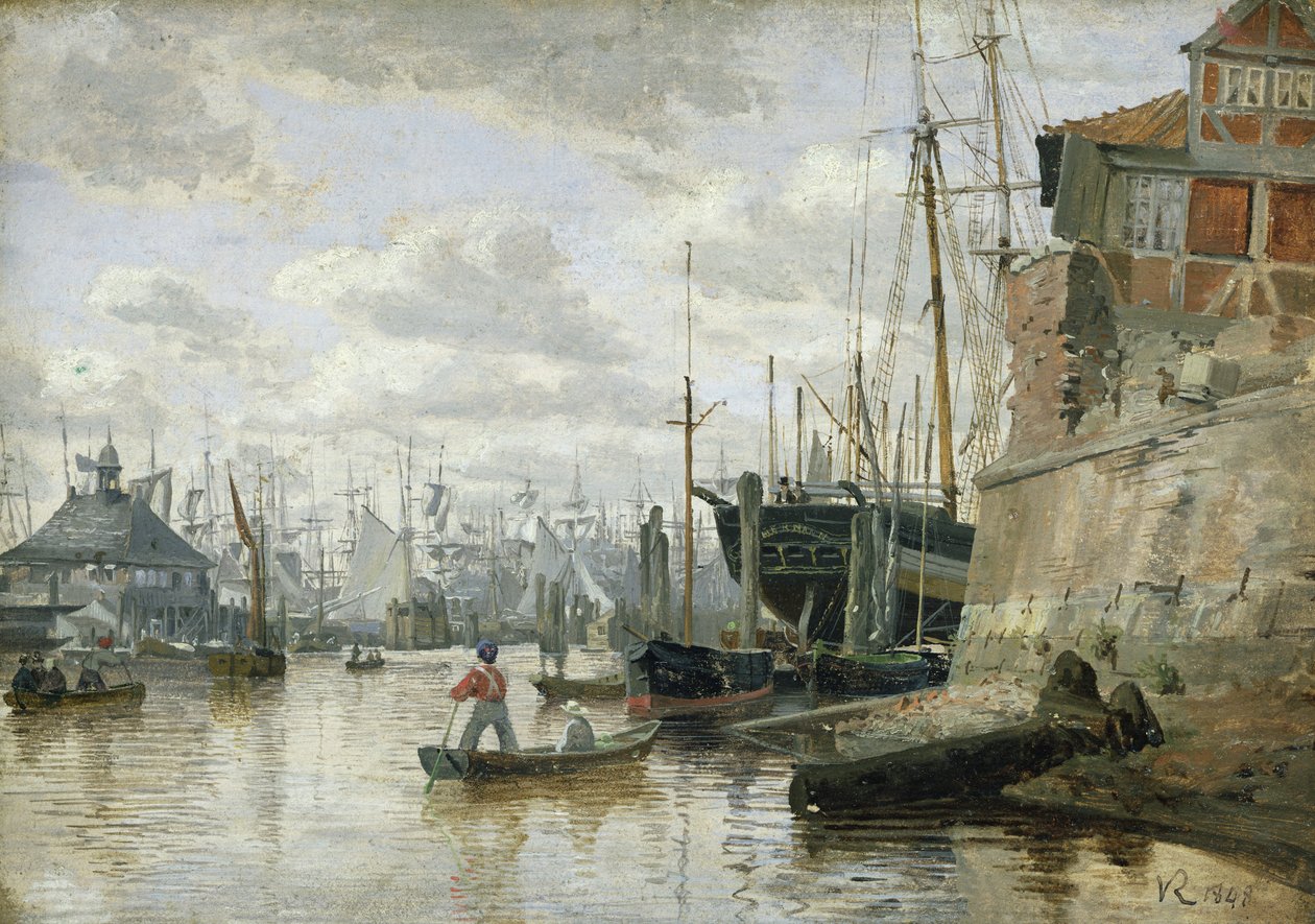 La Cabane en rondins au port de Hambourg, 1848 - Valentin Ruths