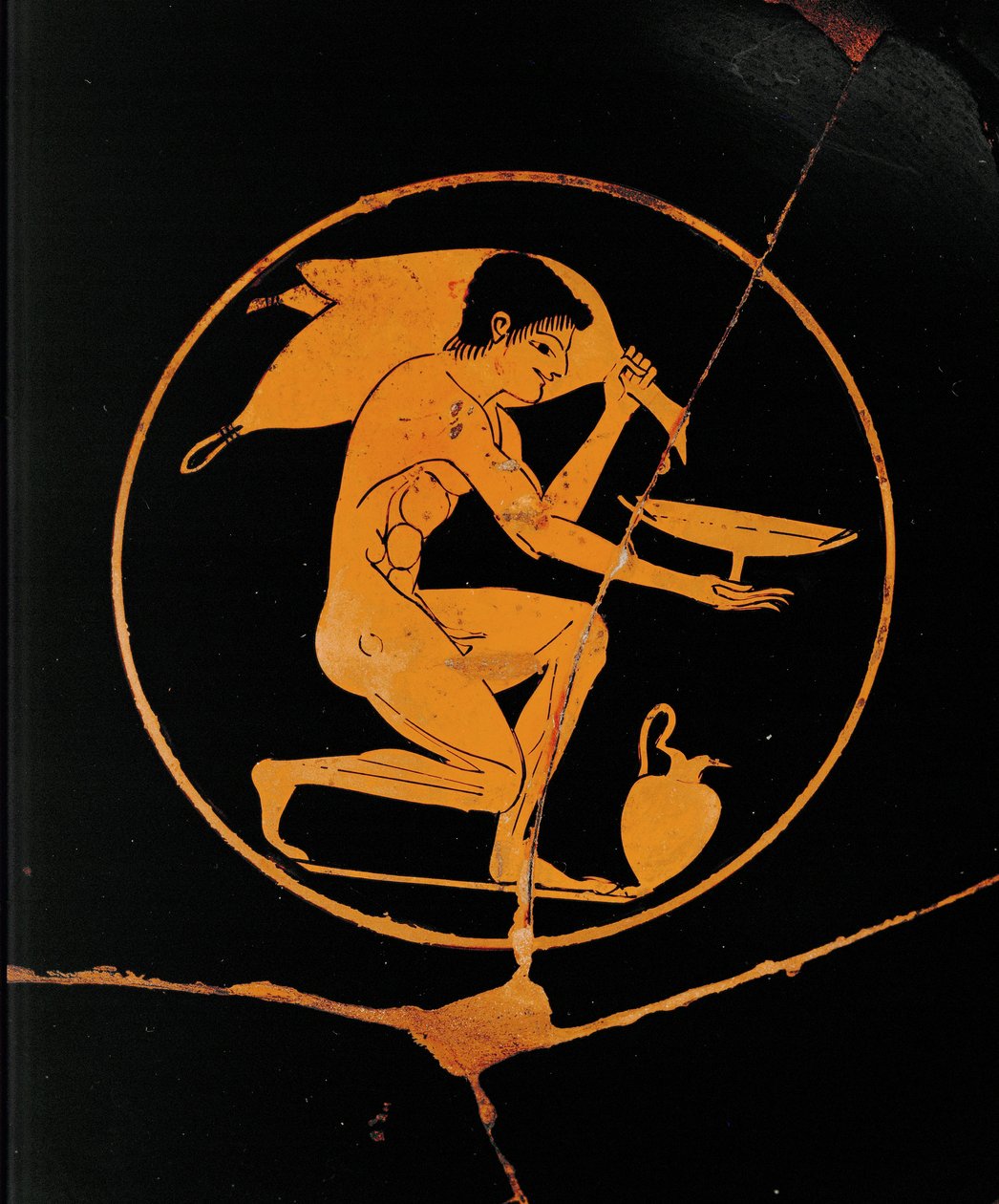 Jeune homme avec une coupe et une outre de vin ... - Vasepainter Skythos