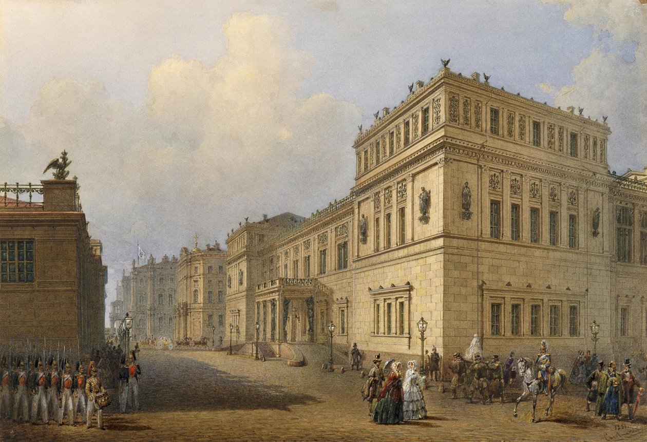 Vue du Nouvel Ermitage à travers la rue Millionnaya, 1851 - Vasili Semenovich Sadovnikov