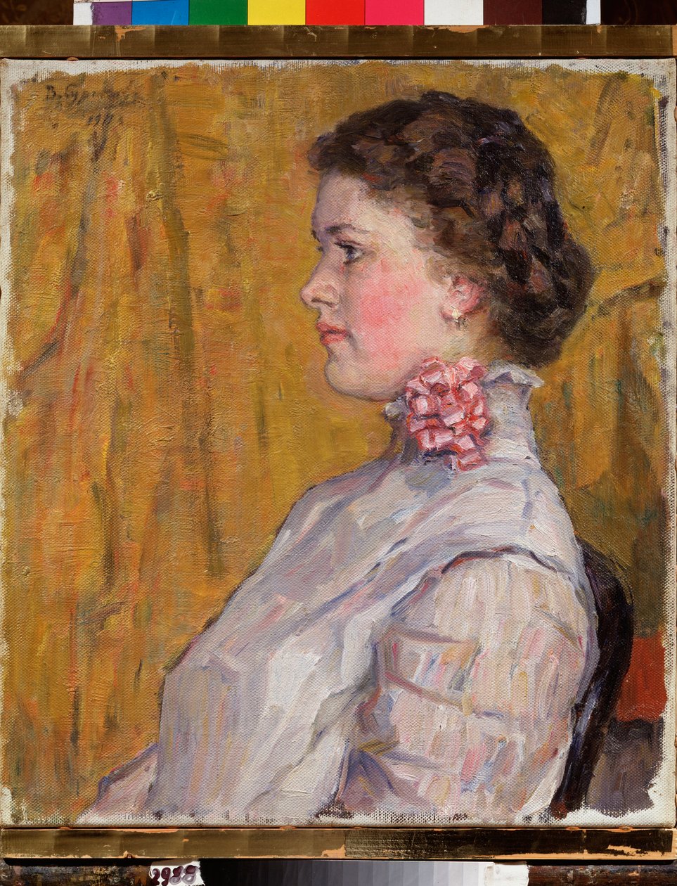 Portrait de femme sur fond jaune - Vasilij Ivanovic Surikov