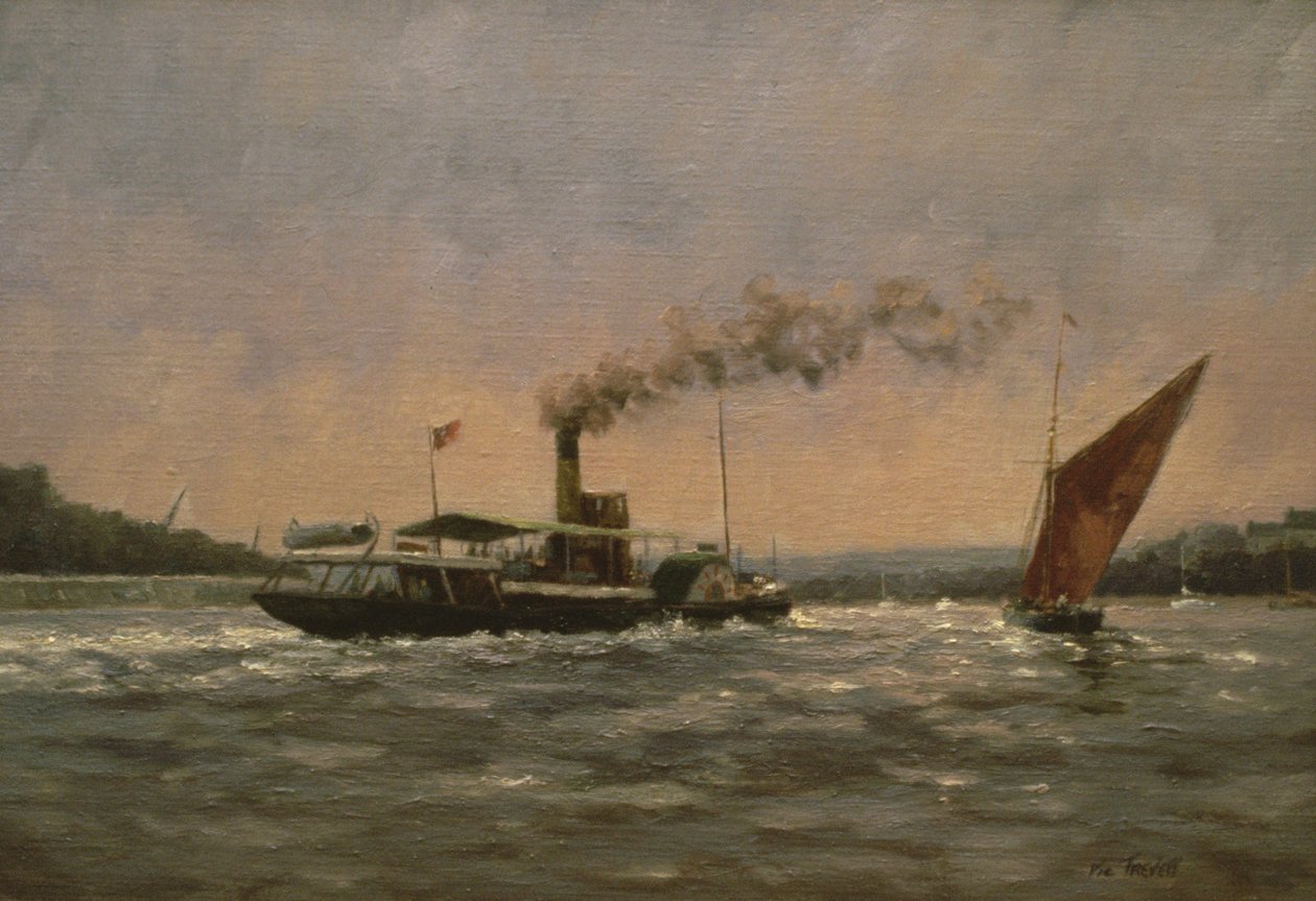 Passé sur la Medway (avec un bateau à aubes restauré, Kingswear Castle) - Vic Trevett