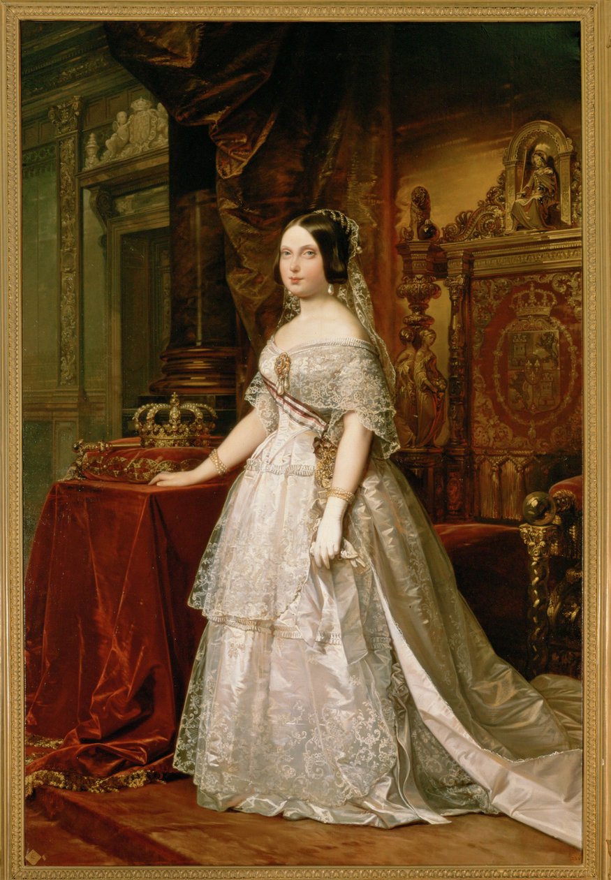 Reine Isabel II (peinture sur toile) - Vicente Lopez y Portana