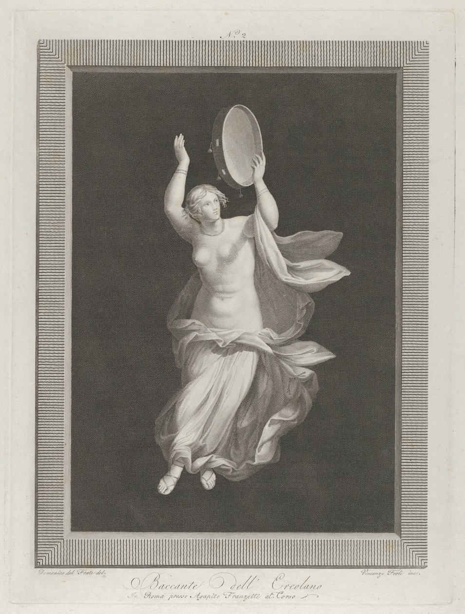 Une bacchante partiellement nue jouant du tambourin - Vicenzo Feoli