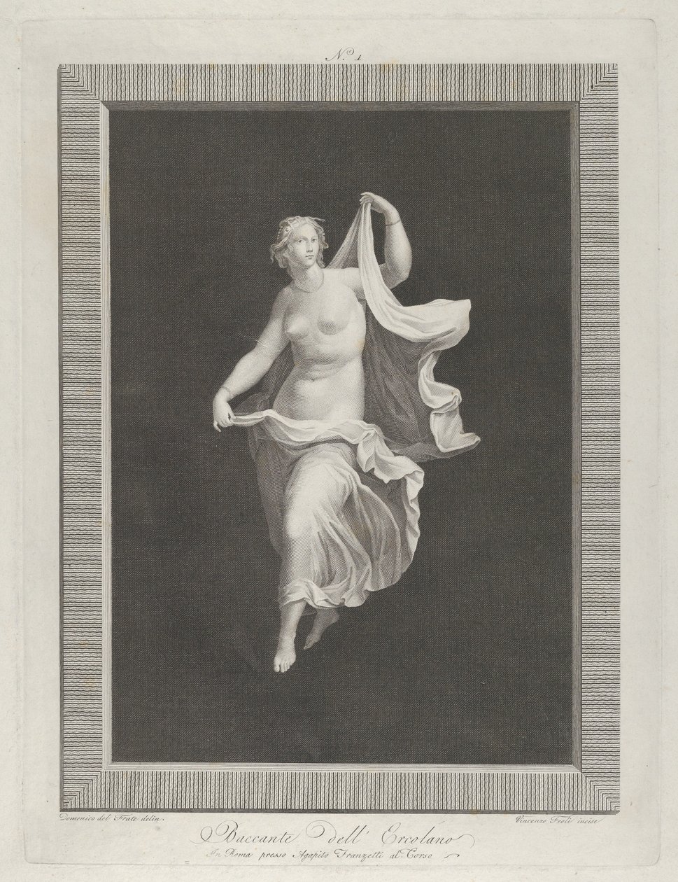 Une bacchante partiellement nue avançant et tenant les extrémités de son drapé, vers 1795-1820 - Vicenzo Feoli