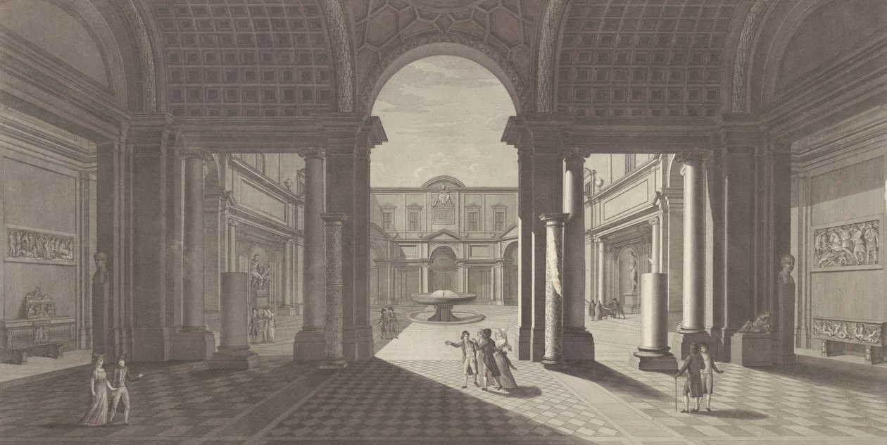 Vue de la cour du Museo Pio-Clementino, de 