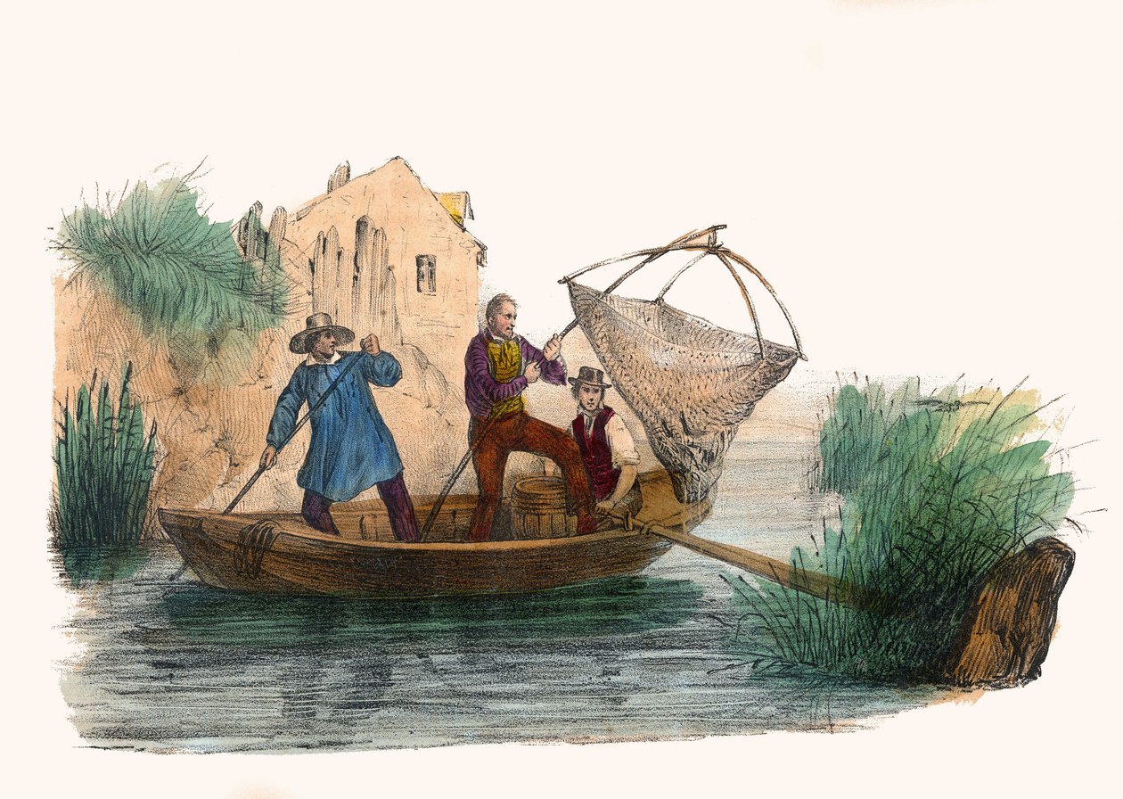 La Pêche. dans « Album Grotesque, Choix de Types Remarquables », illustrations de Victor Adam, Paris, vers 1850. - Victor Adam