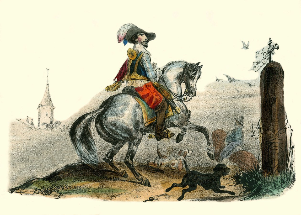 Le vicomte de Sommière, gentilhomme languedocien et seigneur de campagne. Dans « Album Grotesque, Choix de Types Remarquables », illustrations de Victor Adam, Paris, vers 1850 - Victor Adam
