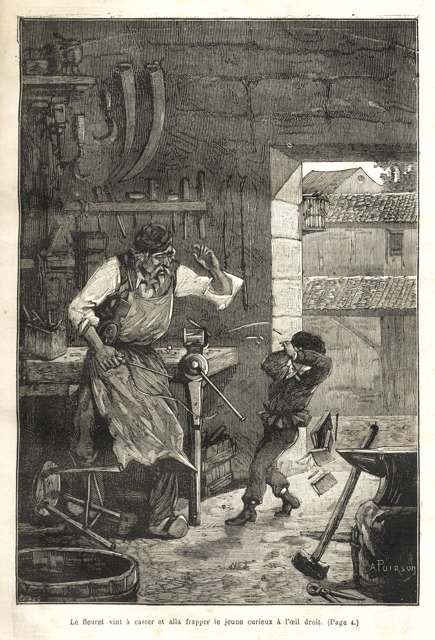 Biographie populaire illustrée de Gambetta - Le fleuret vint à casser et alla frapper le jeune curieux dans l