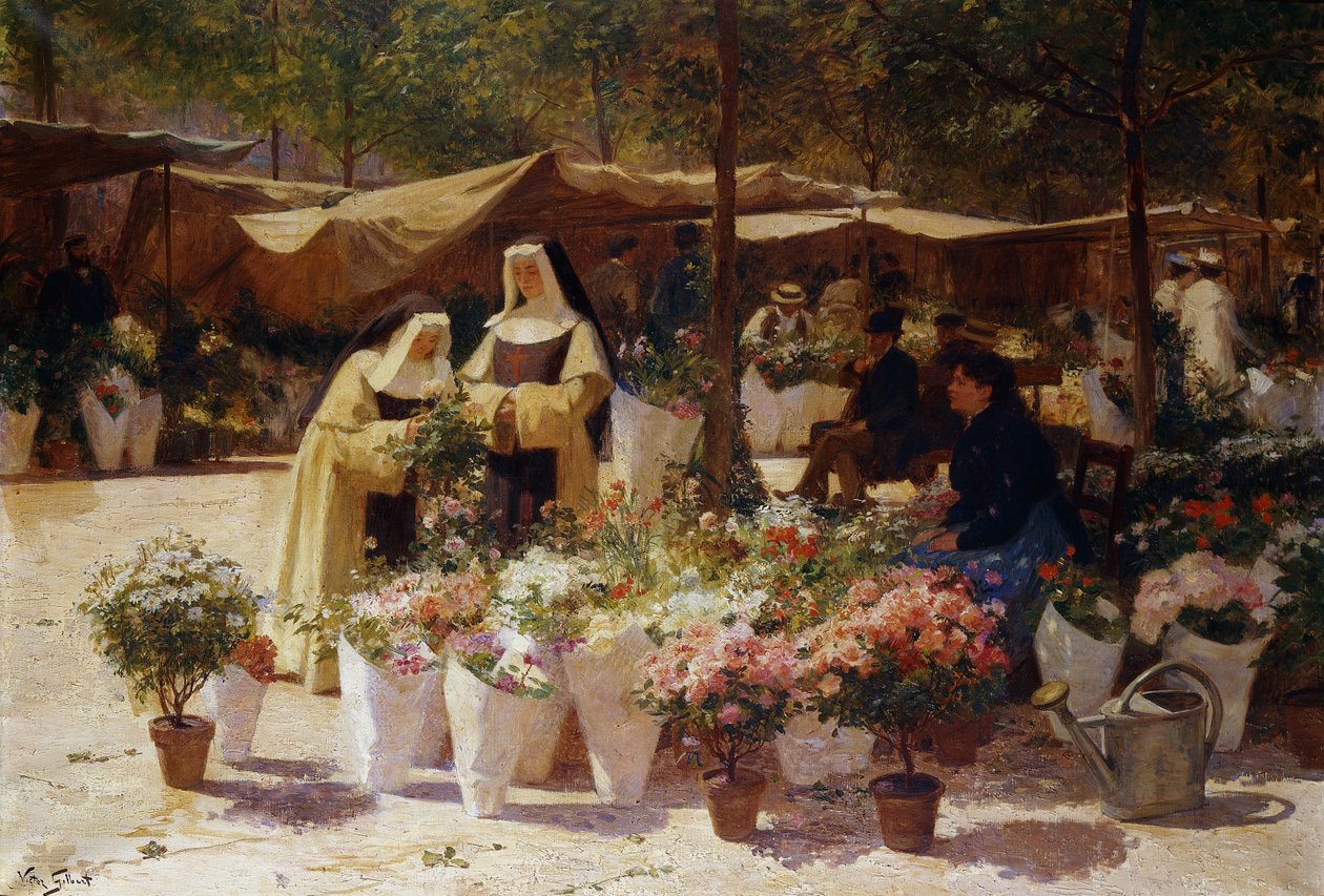 Le Marché aux fleurs - Victor Gabriel Gilbert