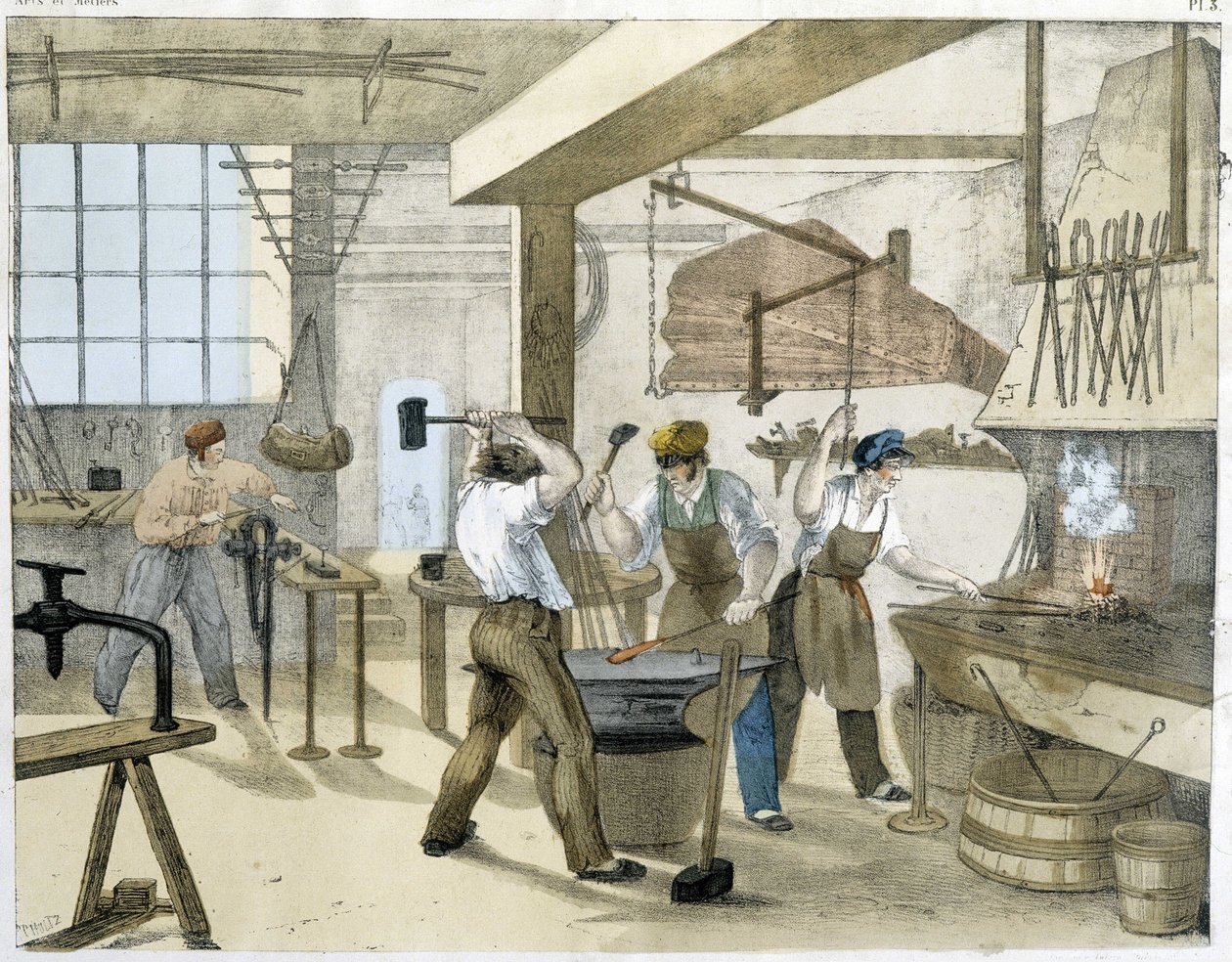 Le serrurier, litho de Janson. XIXe siècle. - Victor Janson