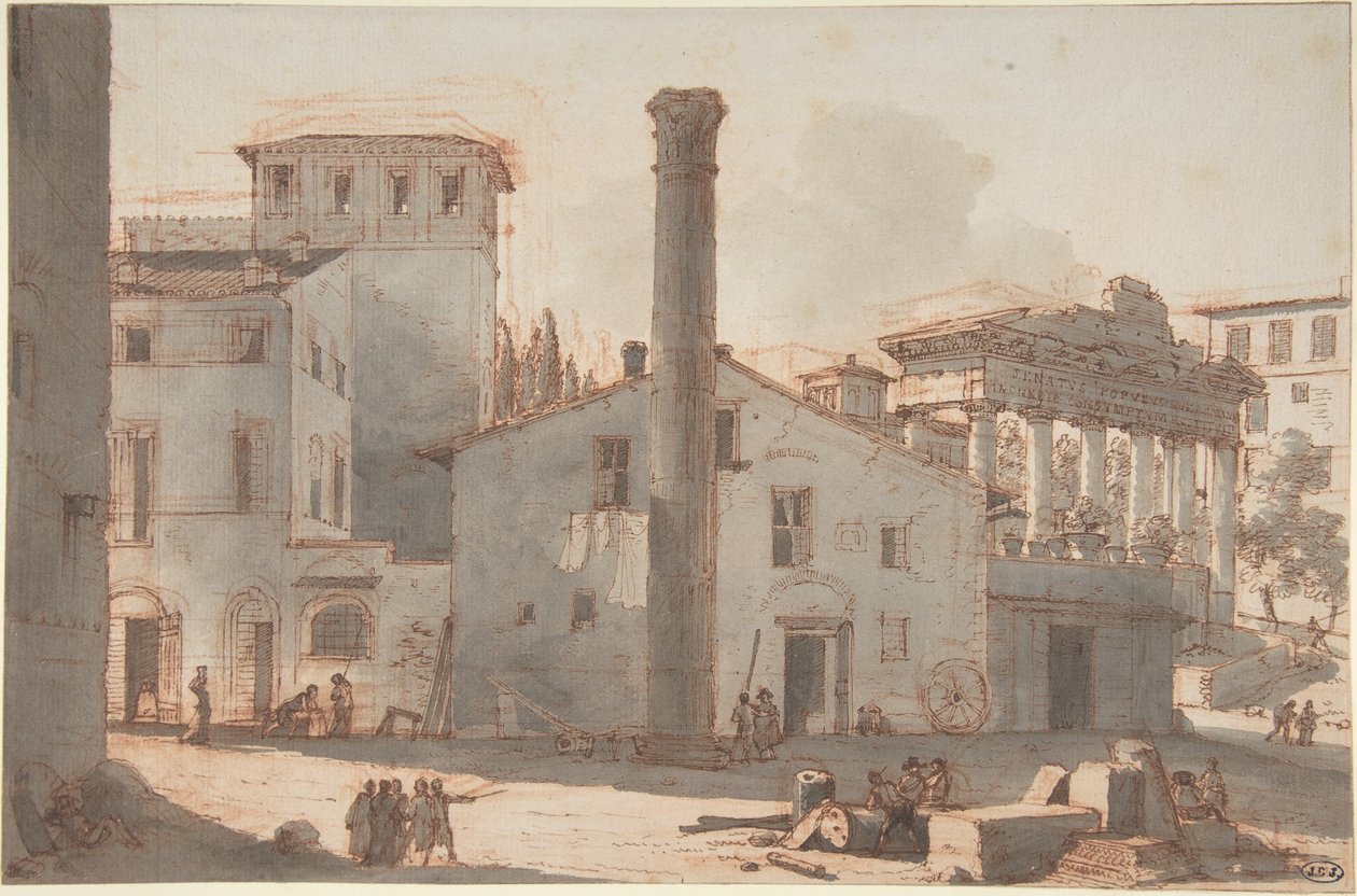 Vue du Forum romain avec la colonne de Phocas et le temple de Saturne - Victor Jean Nicolle