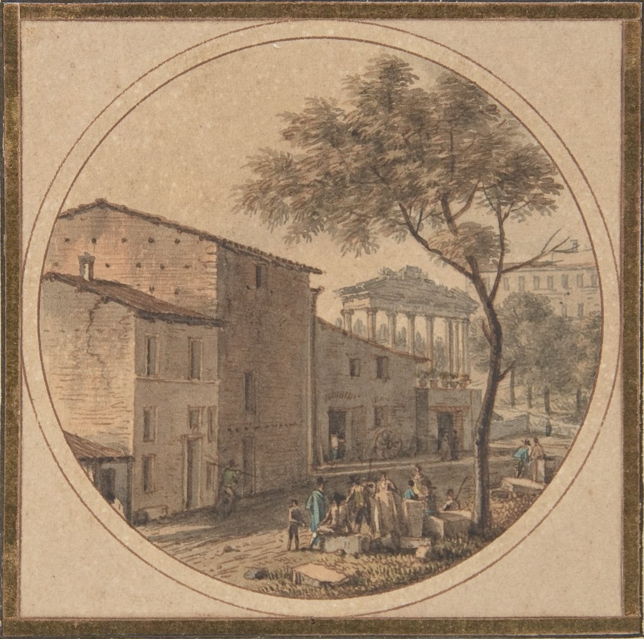 Vue du Forum romain avec le temple de Saturne à l