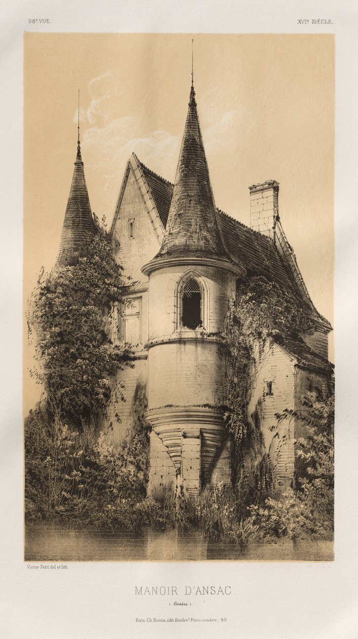 Architecture Pittoresque ou Monuments des XVeme et XVIeme Siècles: Châteaux de France des XV et XVI Siècles: Pl. 98, Manoir d