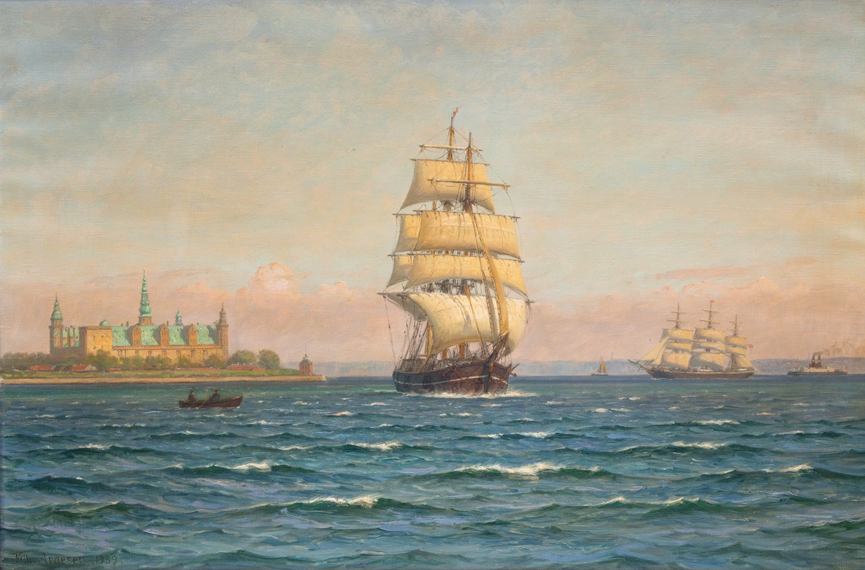 Voiliers et ferry au large de Kronborg. - Vilhelm Arnesen