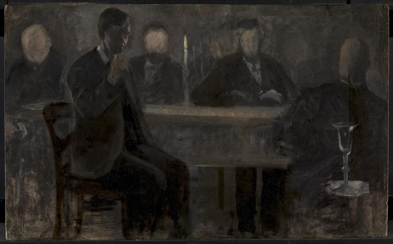 Cinq portraits. Étude pour une peinture dans la galerie Thielska, Stockholm - Vilhelm Hammershøi