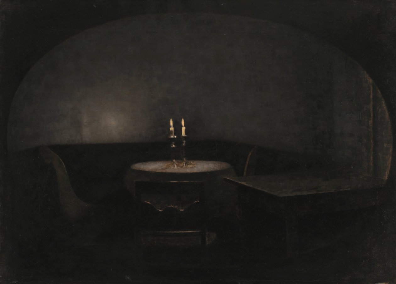 Intérieur, lumière artificielle - Vilhelm Hammershoi