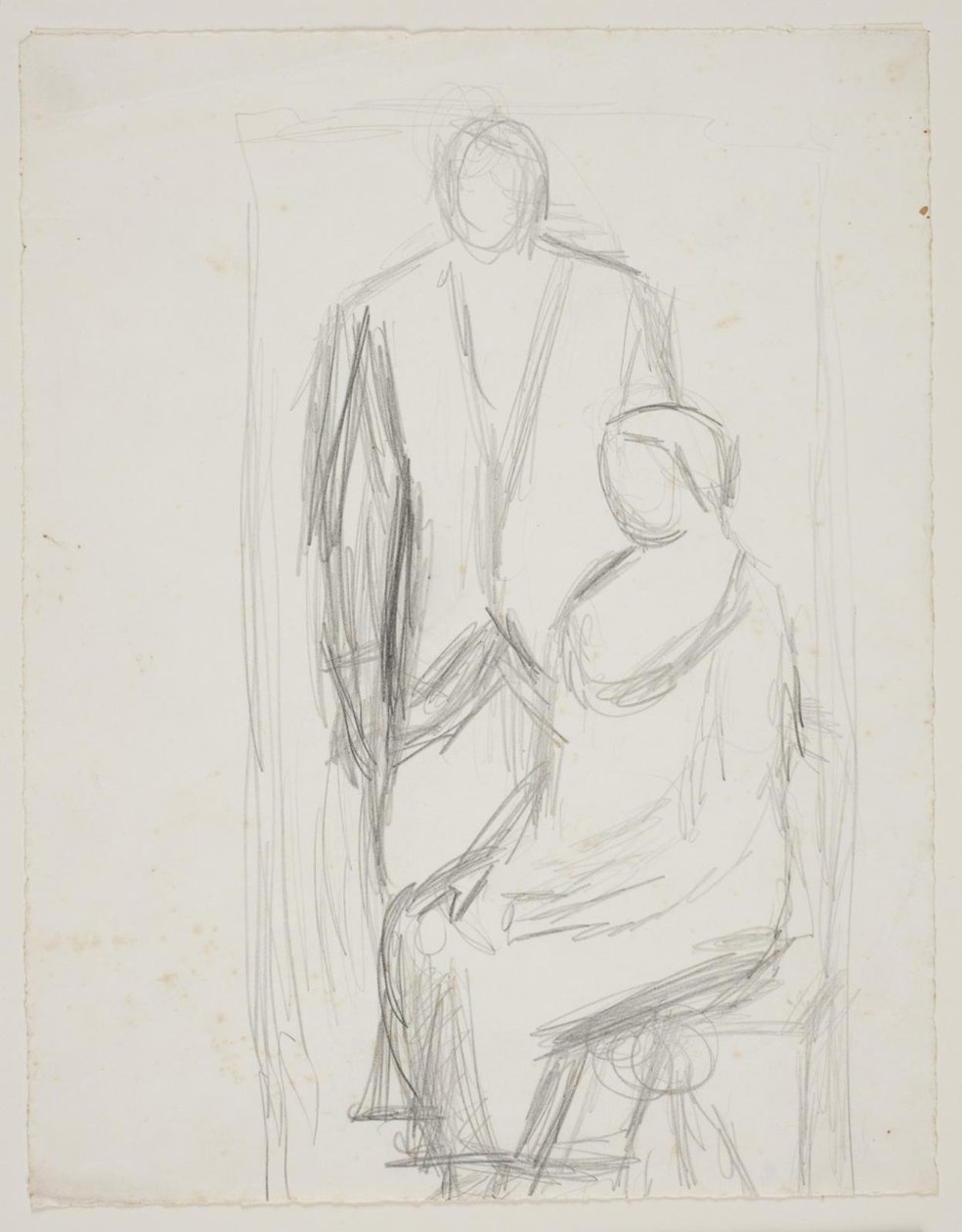 Lundstrøm debout derrière Mme Lundstrøm assise. Étude pour le soi-disant tableau de mariage - Vilhelm Lundstrøm
