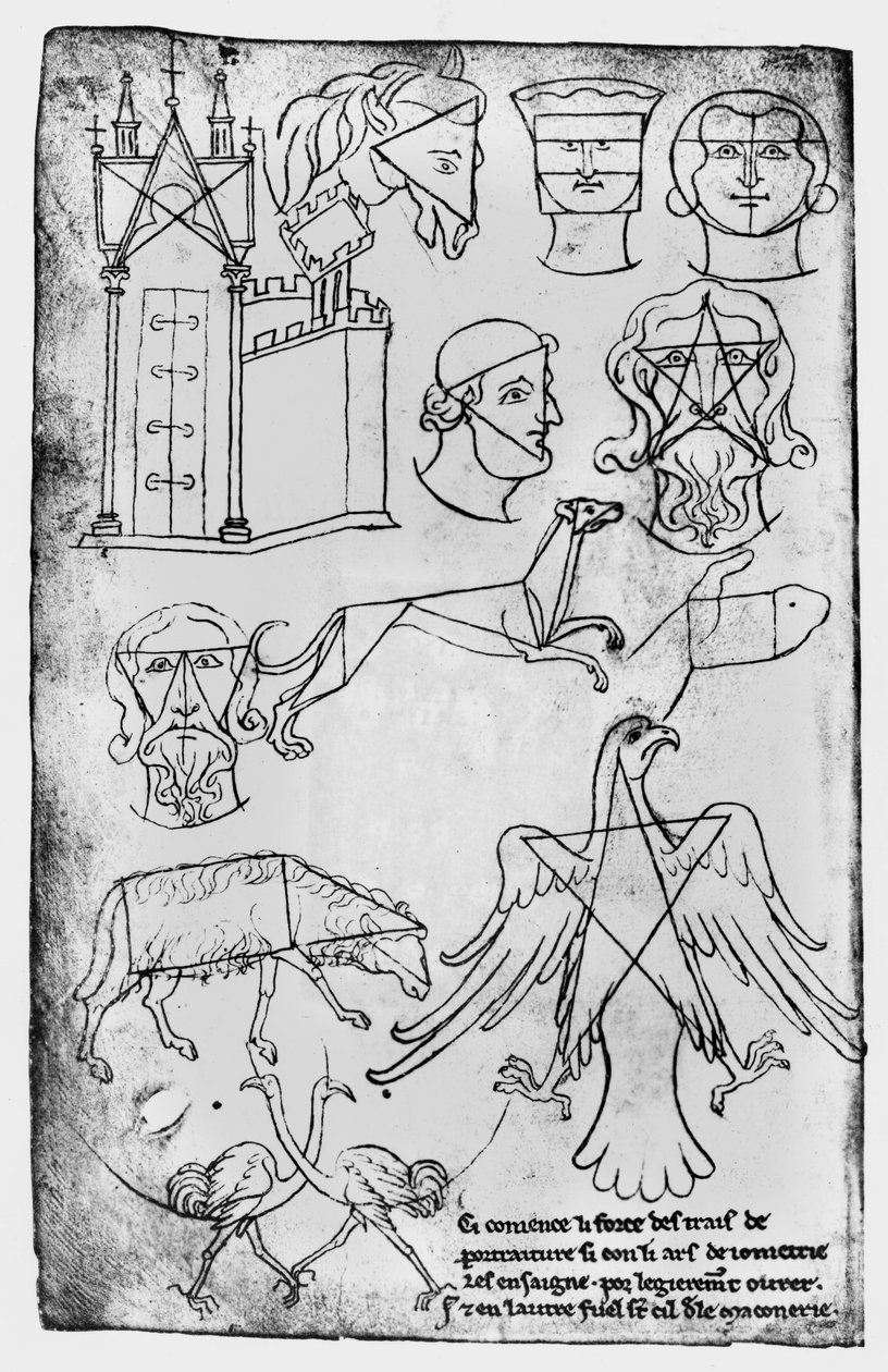 Ms Fr 19093 fol.18v Divers dessins (copie fac-similé) - Villard de Honnecourt