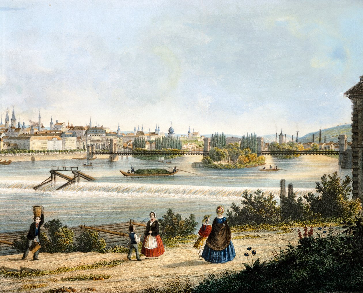Prague sur la rivière Moldava (Vltava), par Vincent Morstadt - Vincenc Morstadt