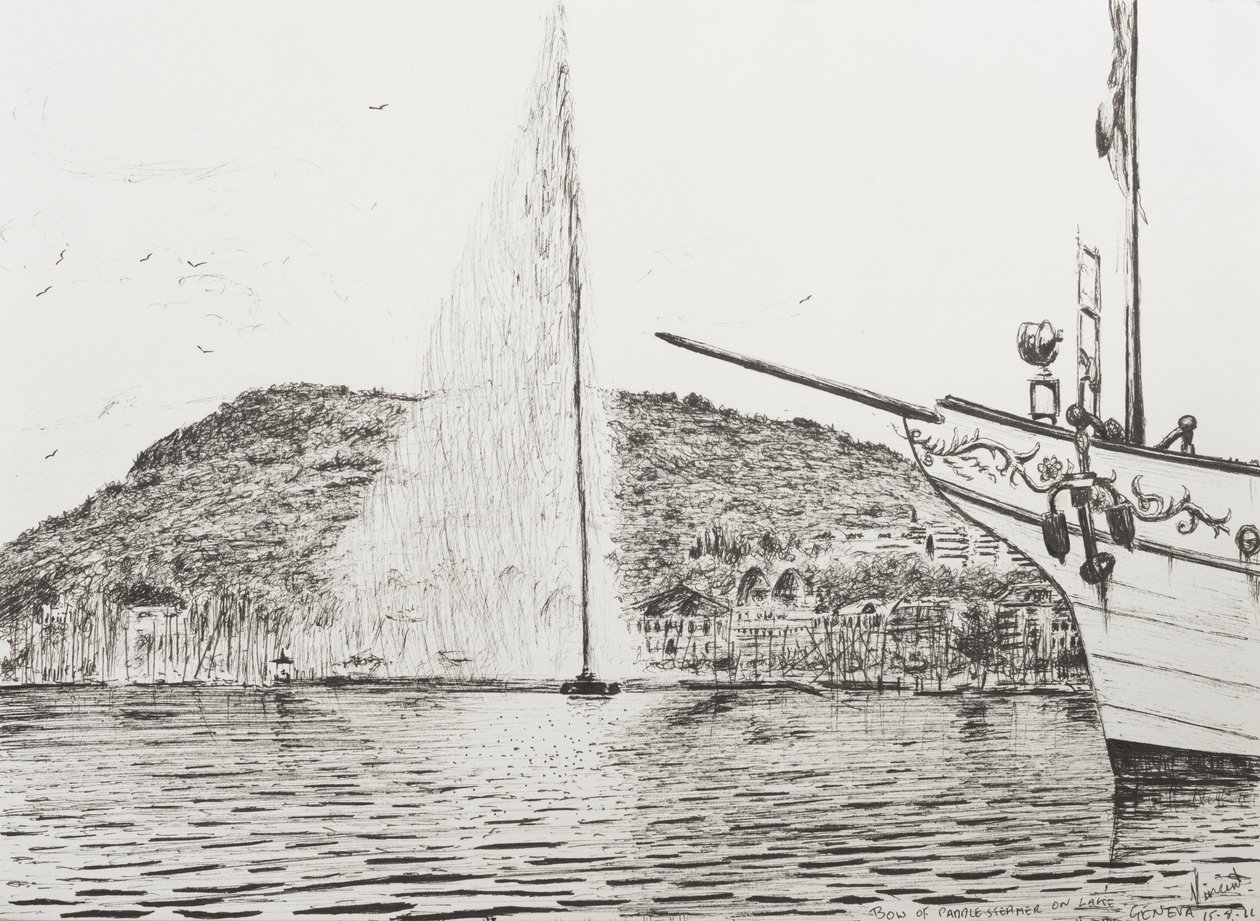 Fontaine de Genève et proue de bateau de plaisance, 2011 - Vincent Alexander Booth