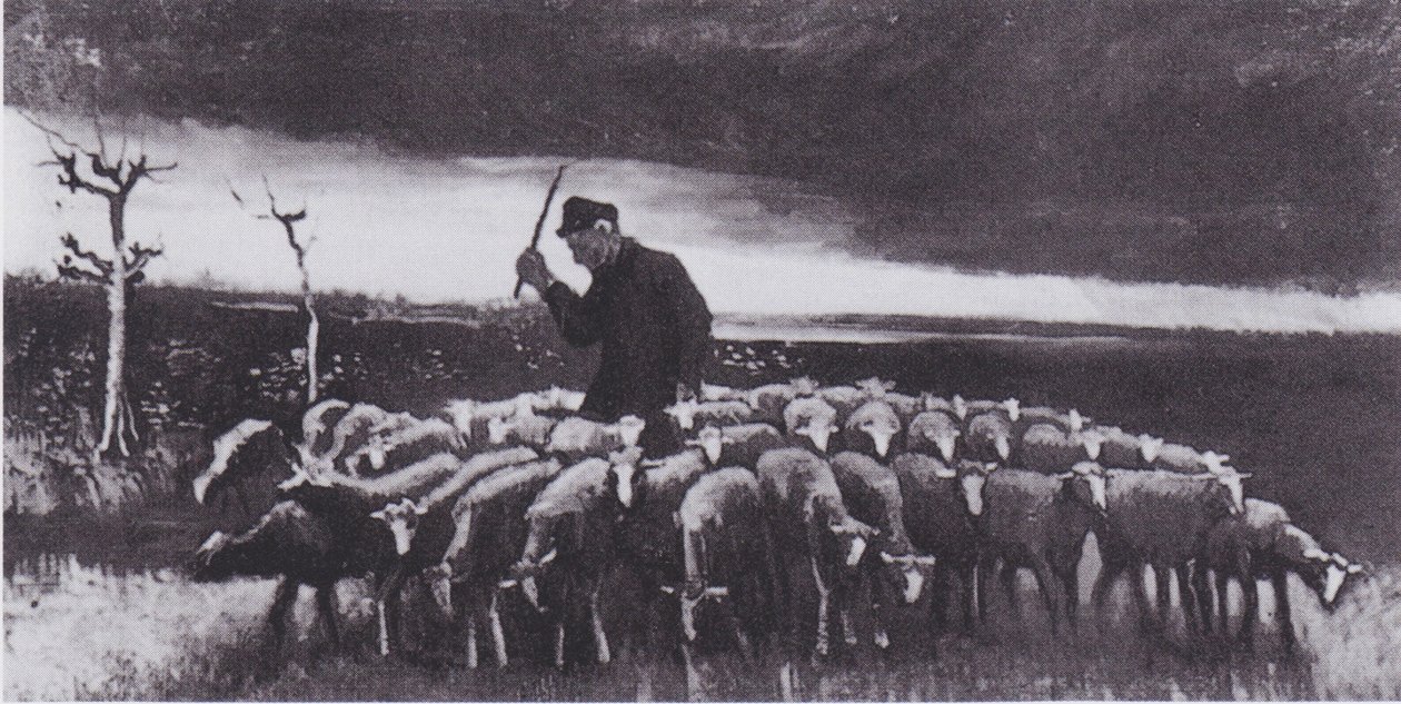 Berger avec troupeau de moutons (Après l