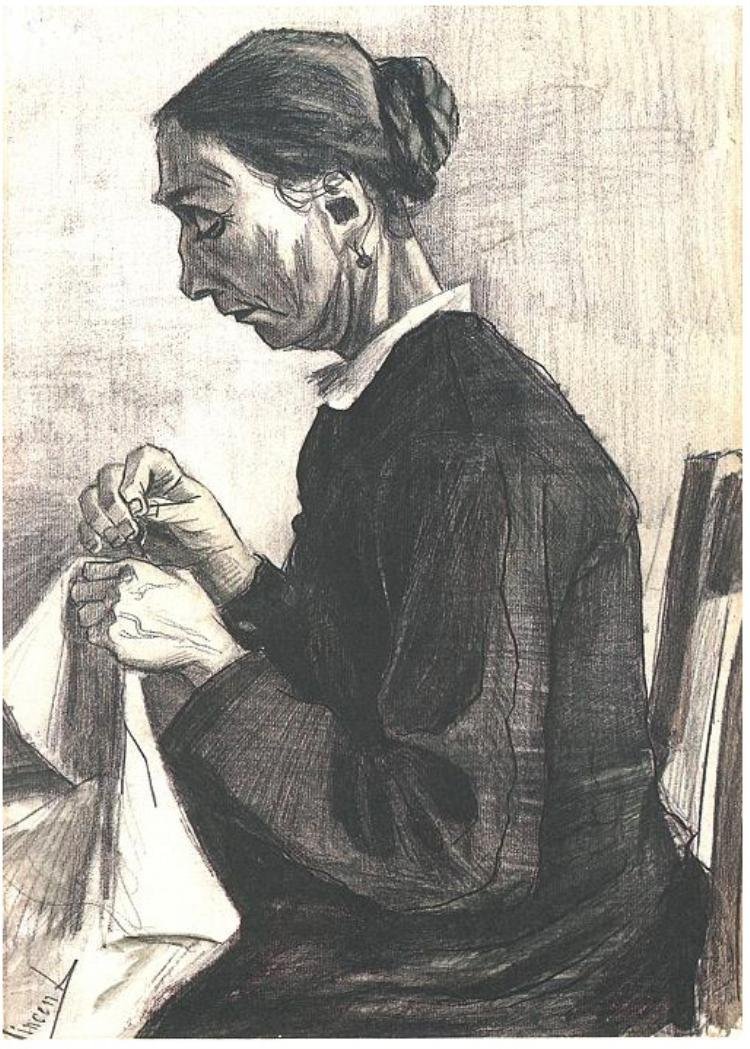 Vieille Femme Cousant - Vincent van Gogh