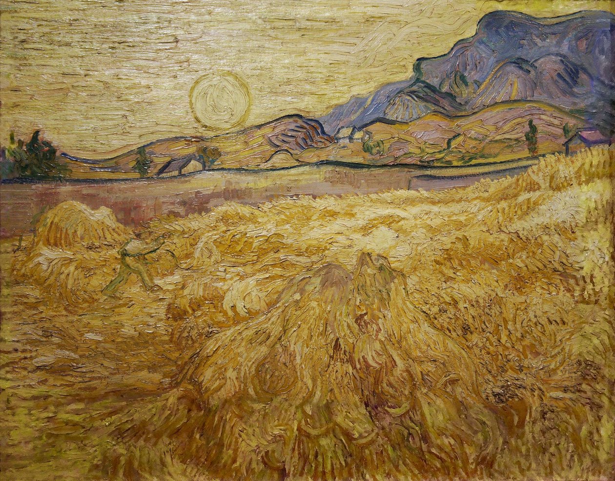 Champ de blé avec faucheur et soleil, 1889 - Vincent van Gogh