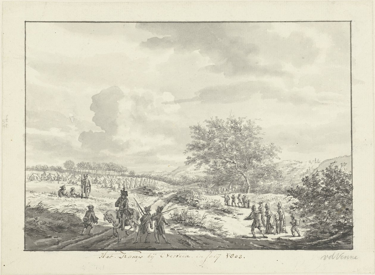 Camp militaire dans les dunes près d