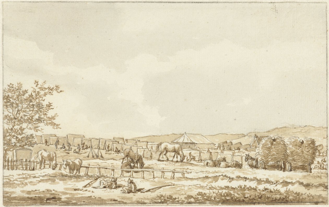 Legerkamp op de Droogberg te Overveen, 19 september 1787 - Vincent Jansz. van der Vinne