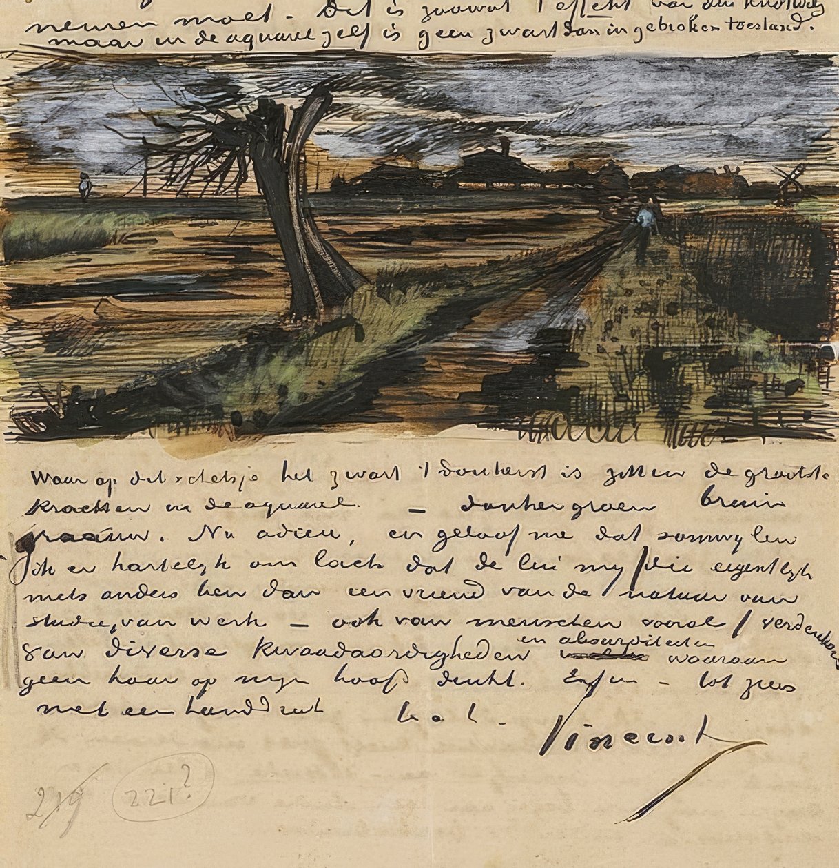 Saule têtard, Lettre à Theo van Gogh - Vincent van Gogh