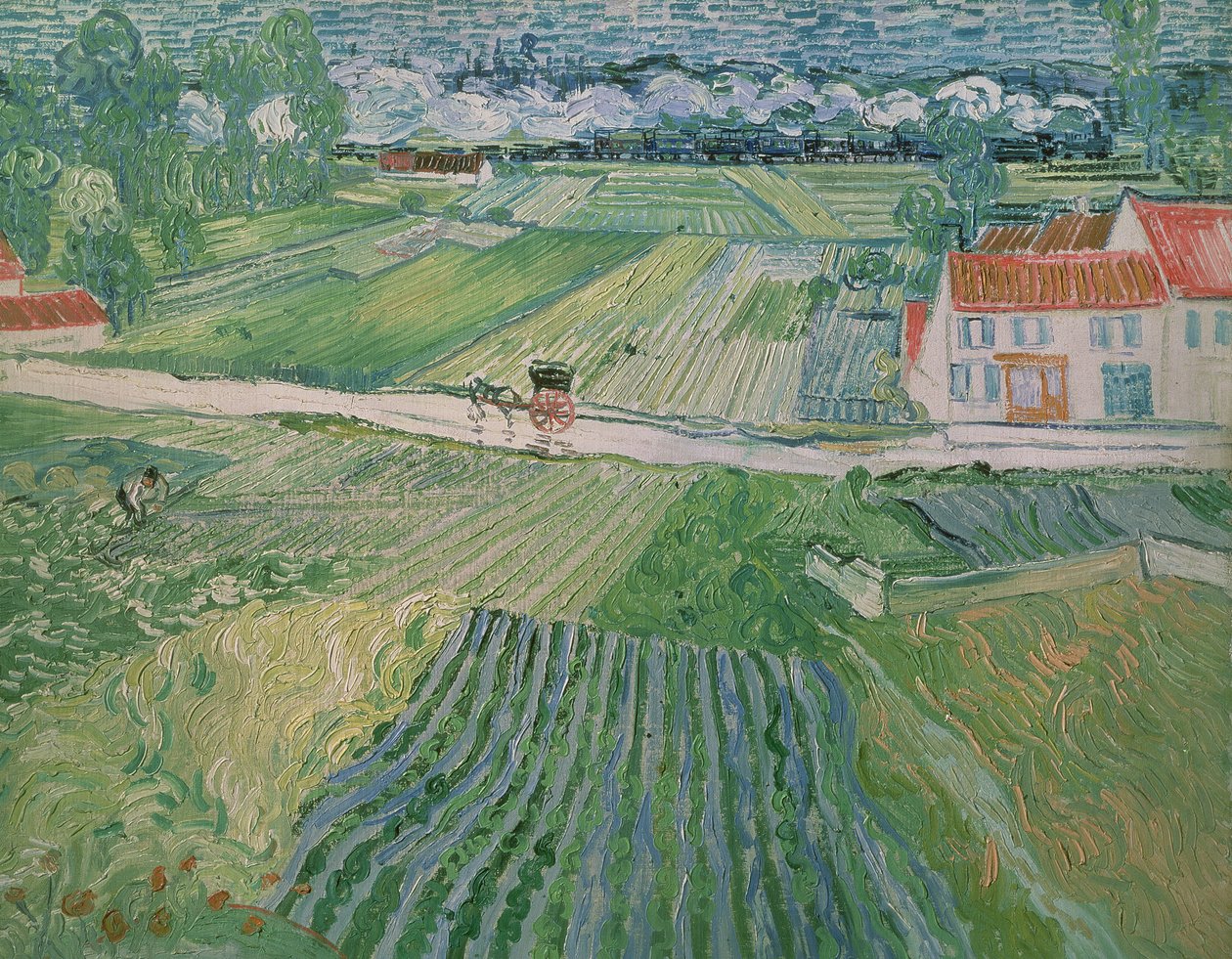 Paysage à Auvers après la pluie (Paysage avec carrosse et train) - Vincent van Gogh