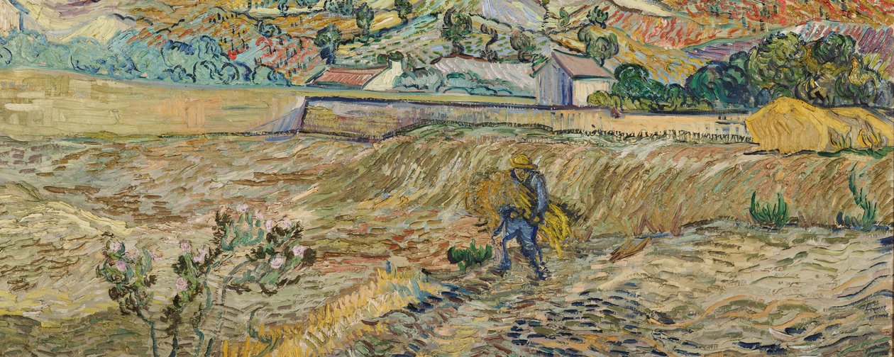 Paysage à Saint-Rémy (Champ clos avec paysan) - Vincent van Gogh