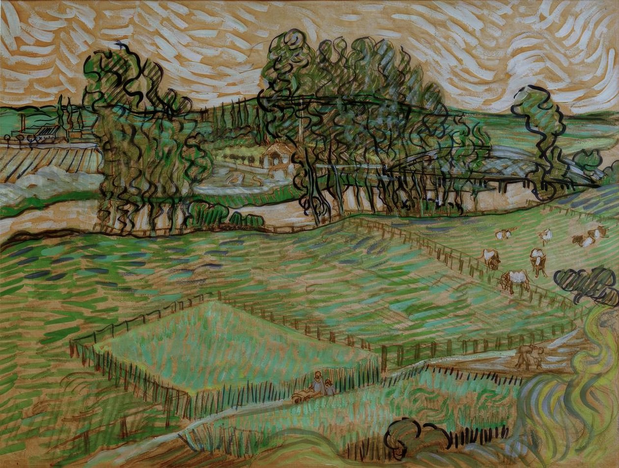 Paysage avec pont sur l