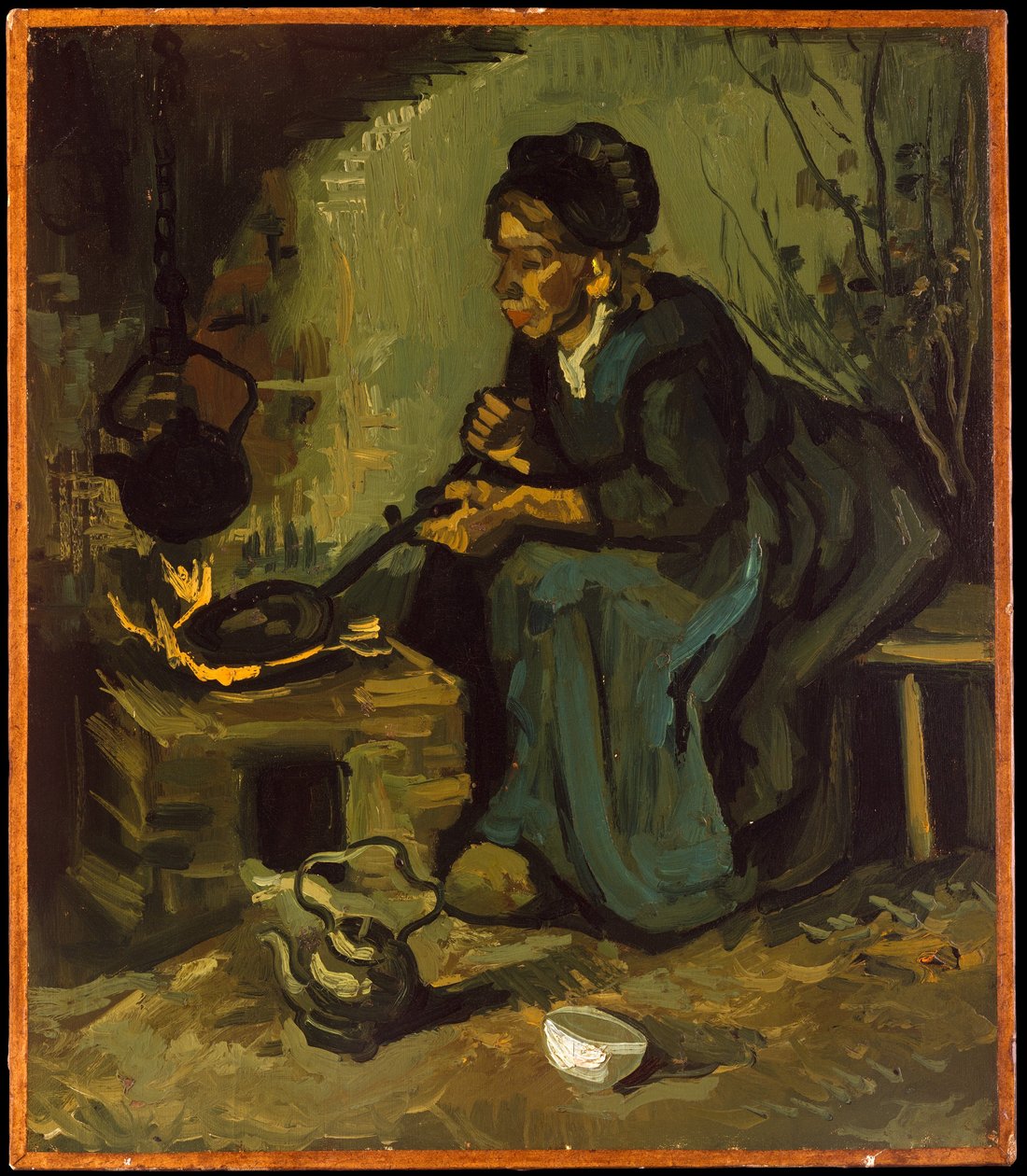 Paysanne cuisinant près d