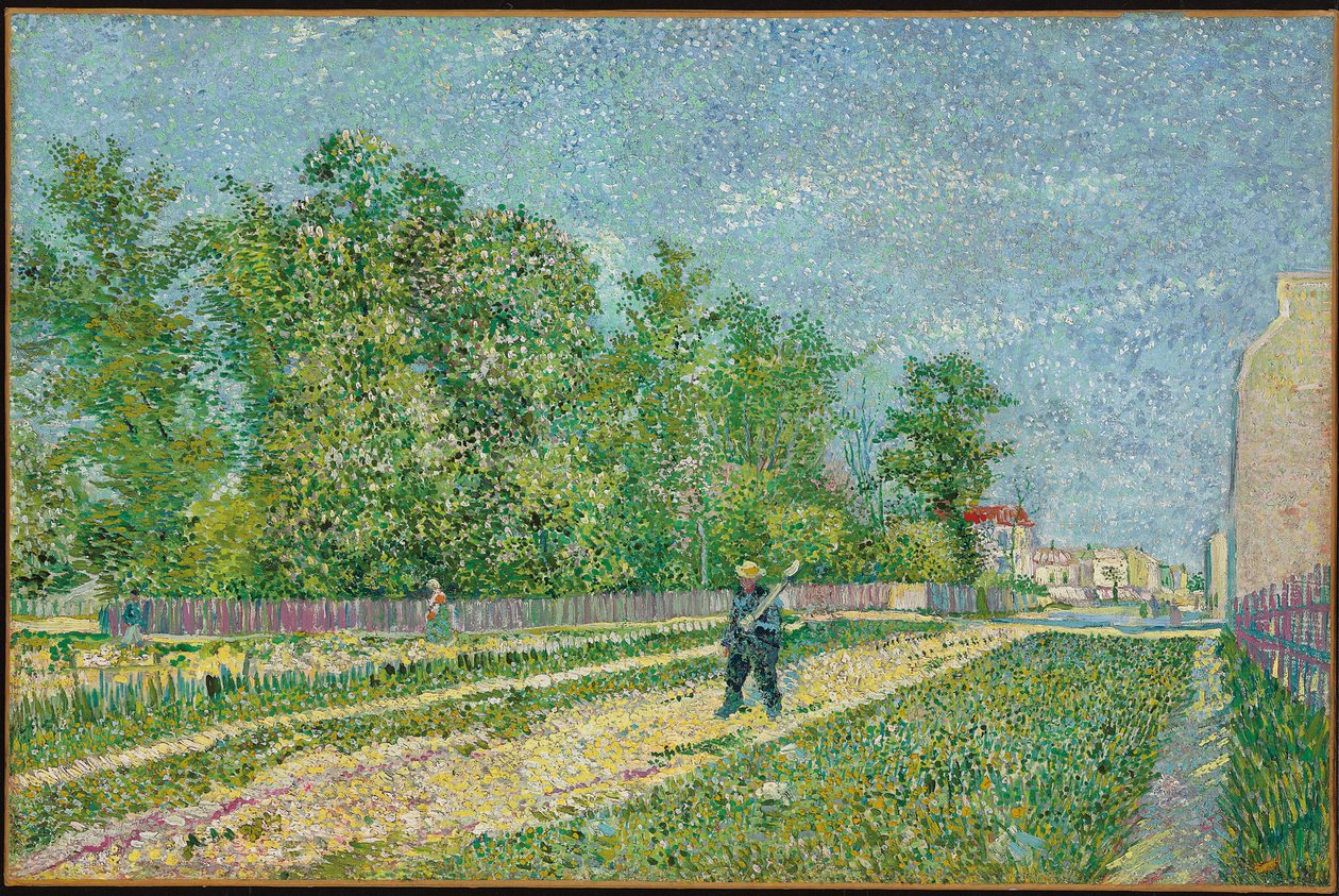 Route à la périphérie de Paris, fermier portant une bêche sur son épaule, 1887 - Vincent van Gogh