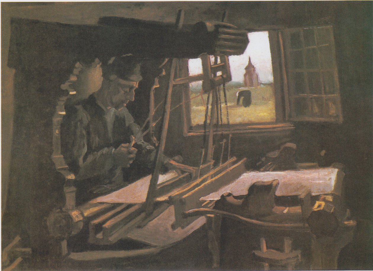 Weber devant une fenêtre ouverte donnant sur la tour de Nuenen - Vincent van Gogh