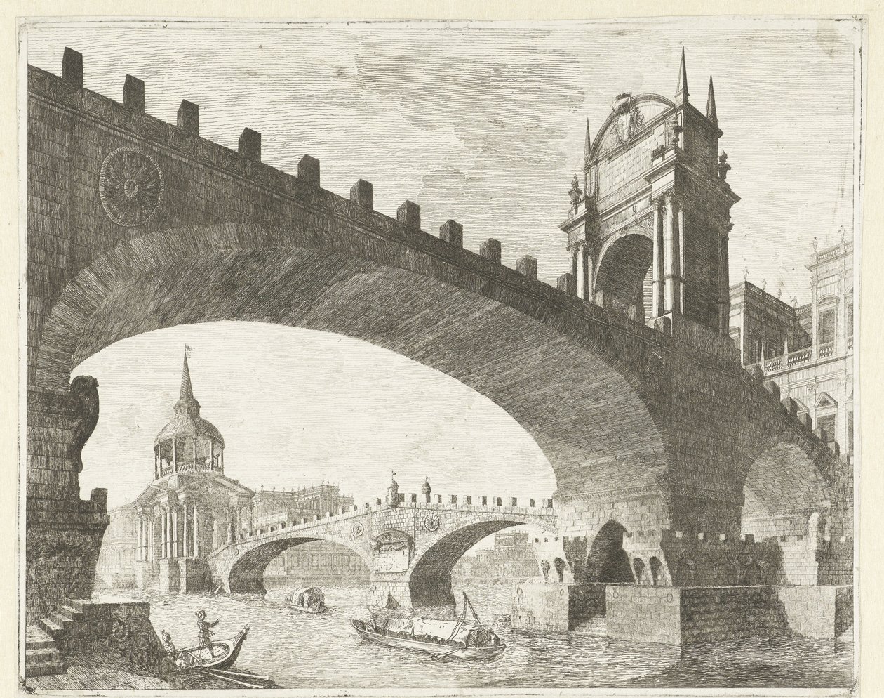 Deux ponts sur une rivière - Vincenzo Mazzi