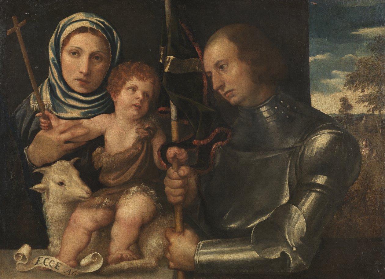 Saint Jean-Baptiste enfant avec une sainte femme et un saint guerrier - Vincenzo di Biagio Catena