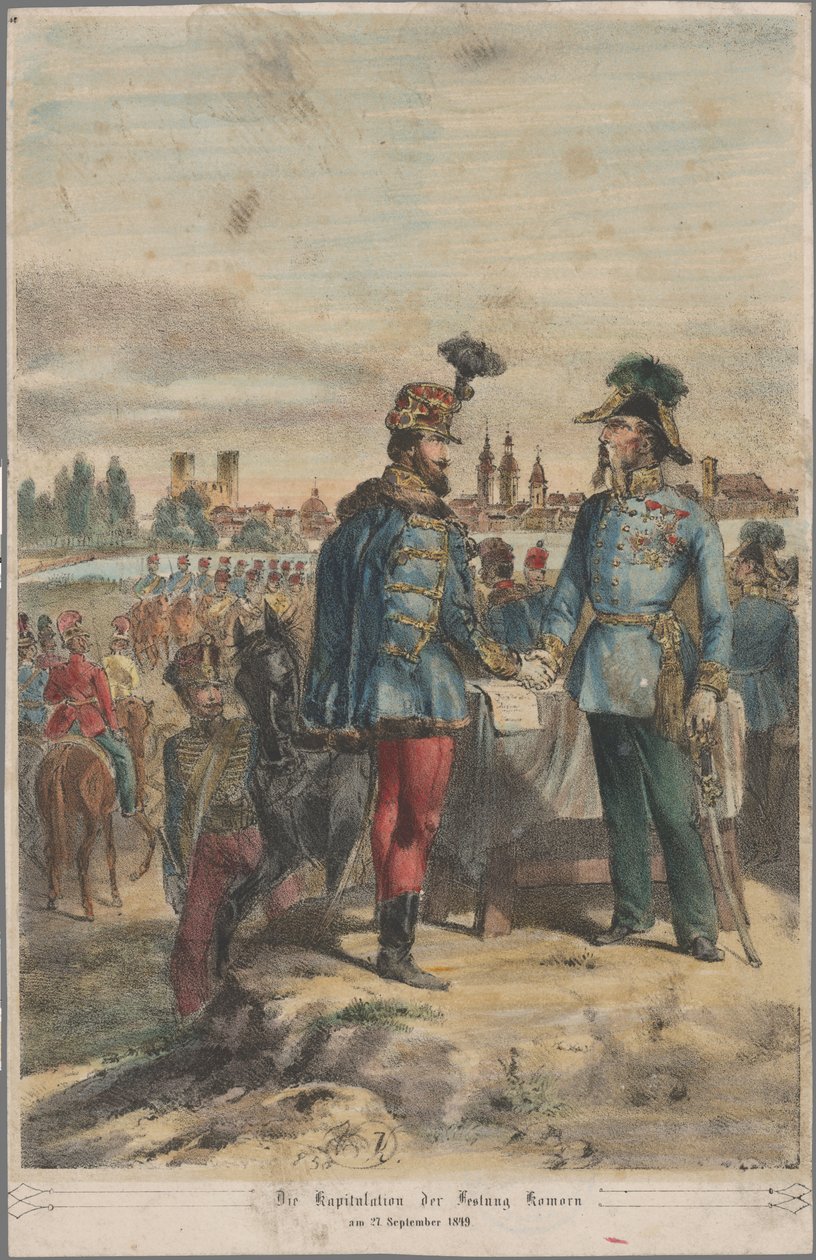 Le général György Klapka remettant la forteresse de Komárom au feld-maréchal Jacob Julius von Haynau le 2 octobre 1849 - Vinzenz Katzler