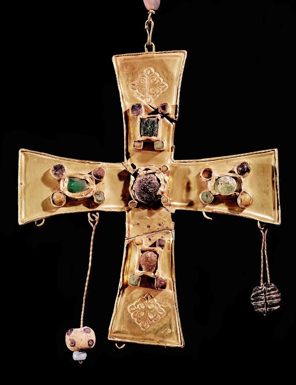 Croix de Torredonjimeno (métal incrusté de pierres précieuses et ornements floraux) - Visigothic