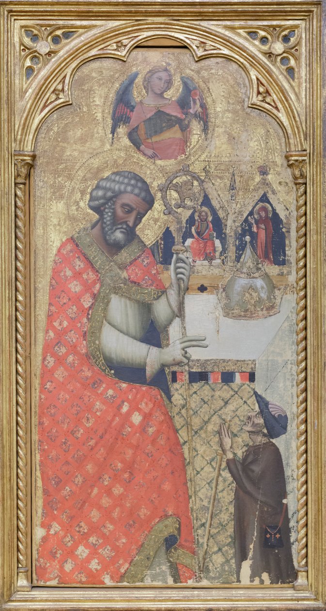 Saint Pierre bénit un pèlerin, vers 1350 (tempera sur panneau) - Vitale da Bologna
