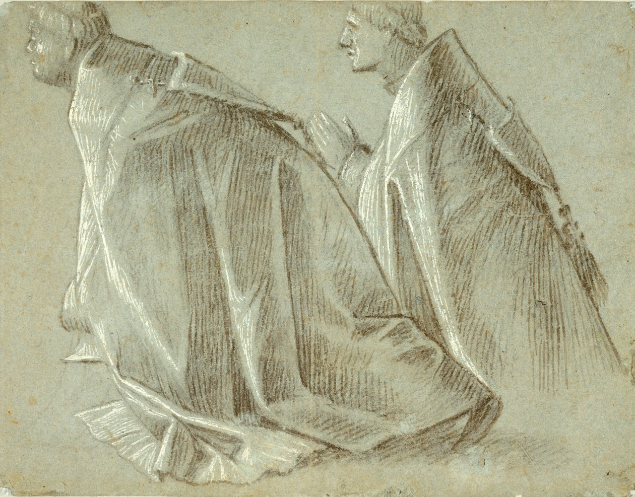 Étude de deux clercs agenouillés (recto) ; Étude d