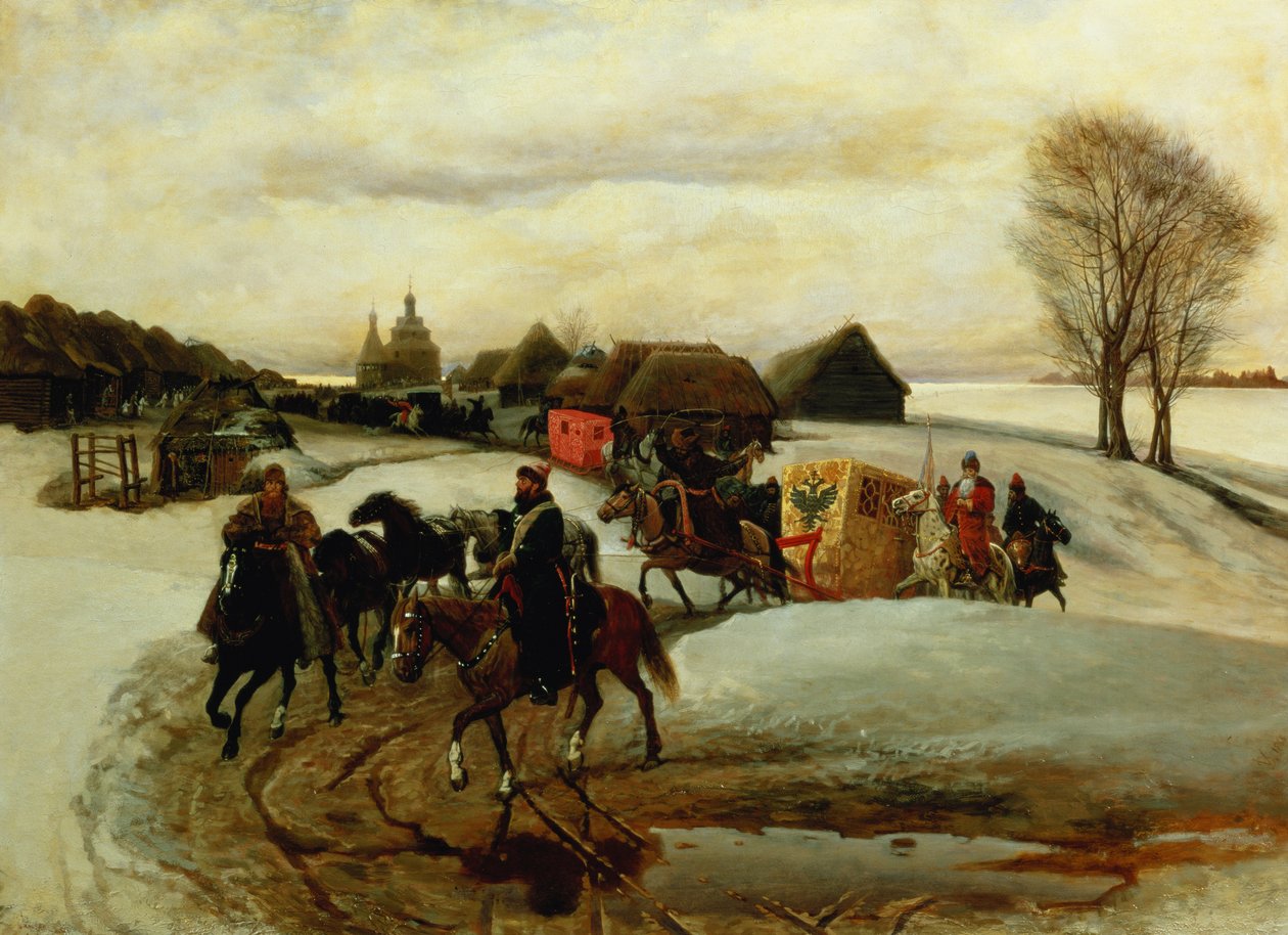 Le pèlerinage de printemps de la tsarine, sous le tsar Alexis Mikhaïlovitch, 1868 - Vyacheslav Grigorievich Shvarts
