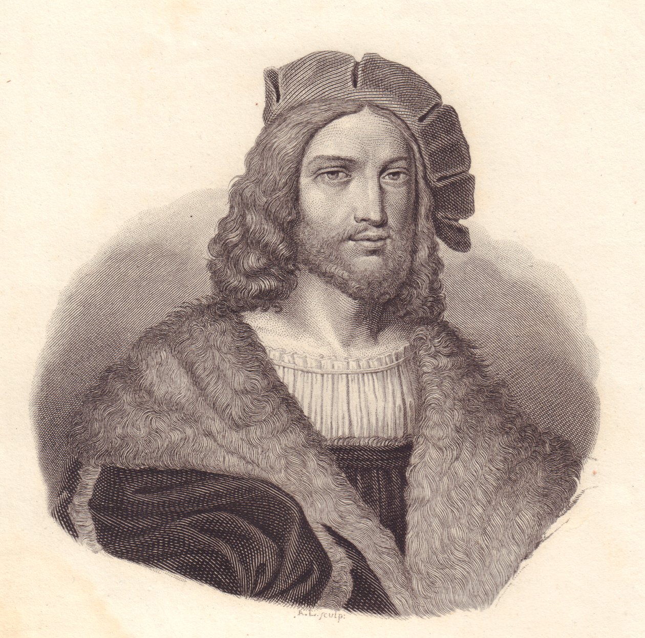 Portrait du poète italien Antonio Tebaldeo (1463-1537), gravure sur cuivre d