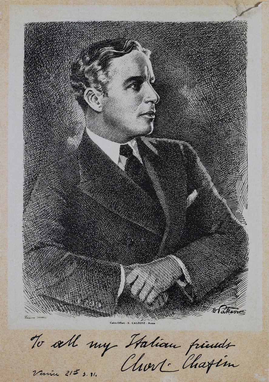 Portrait de Sir Charles Spencer Chaplin (1889-1977), acteur et réalisateur anglais - John Ward Dunsmore