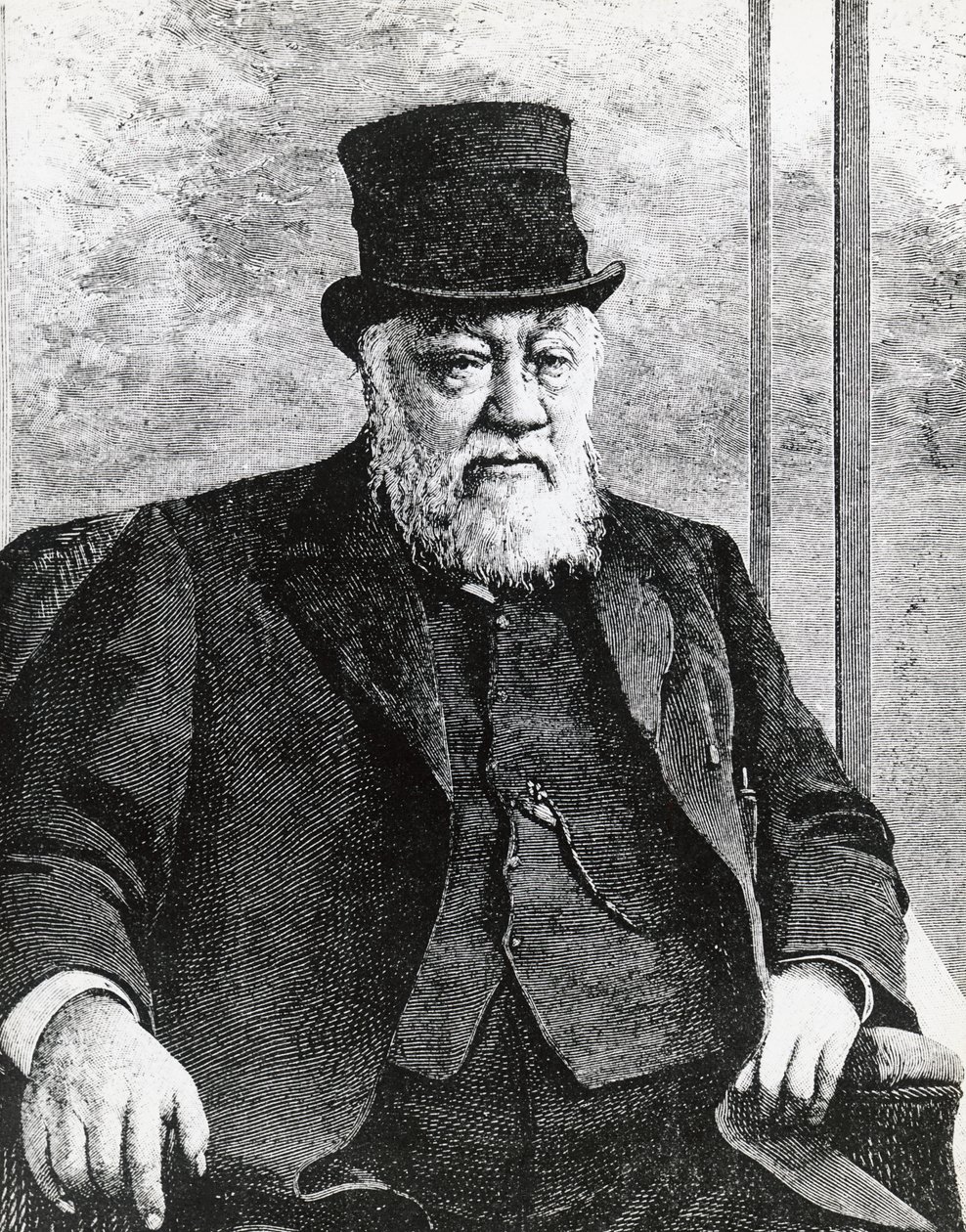 Portrait de Stephanus Johannes Paulus Kruger (1825-1904), président de la République sud-africaine (ou Transvaal), a dirigé la guerre des Boers contre les Anglais, gravure - John Ward Dunsmore