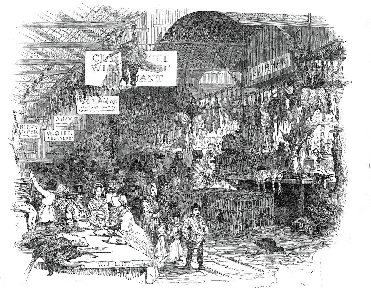 Leadenhall Market, la veille de Noël, 1845 - W. J. Linton