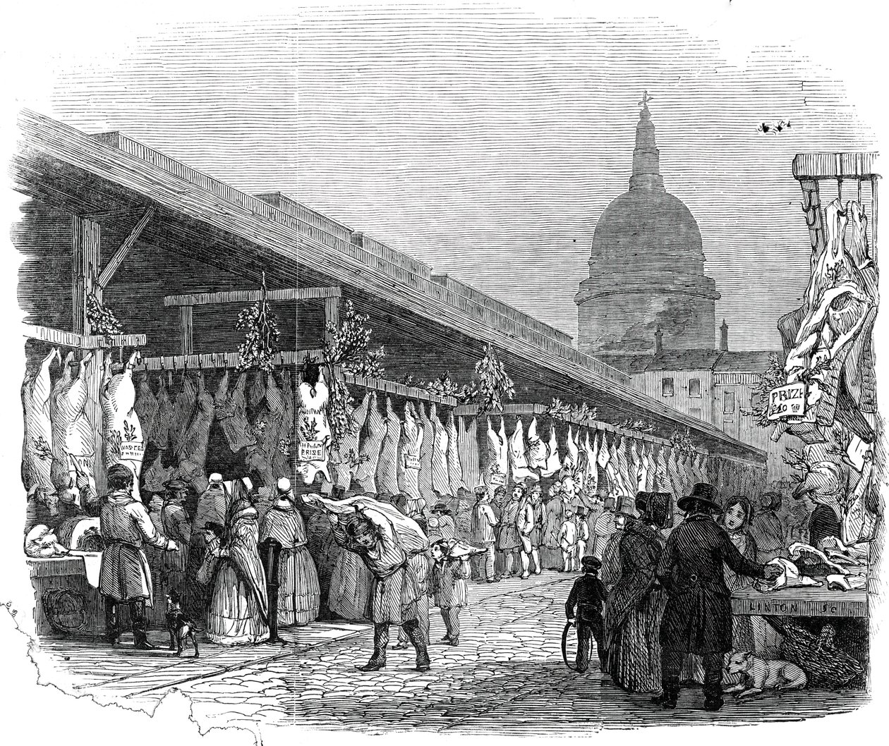 Marché de Newgate, la veille de Noël, 1845 - W. J. Linton
