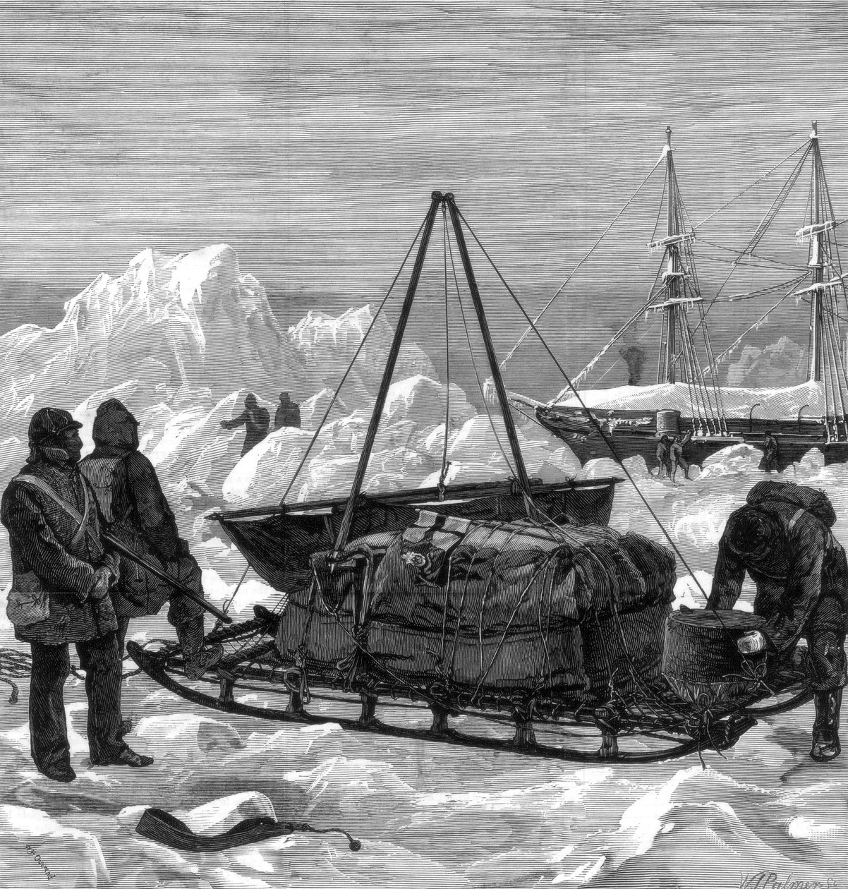 Préparation pour un voyage en traîneau dans l